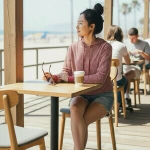 Heart & Hips red white striped cropped hoodie long sleeve top  M Coastal